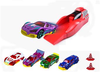 Launch track with 1 car and 2 snowflake tubes (4 mixed models)   ITEM NO.： W012154