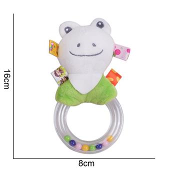 Plush toy, colored rubber ring, hand cranked bell, frog   ITEM NO.： W011672