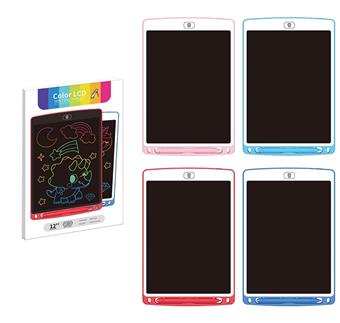 4-color 12 inch LCD white surface sticker, ABS LCD writing board, color screen (including one CRR205 battery)   ITEM NO.： W012869