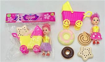 3.5-inch Barbie doll with small cart, donuts, cookies   ITEM NO.： W011101