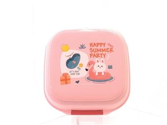 Square children's color flip lunch box (with spoon 1000ML) Material: PP   ITEM NO.： W007527