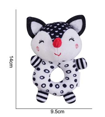 Plush toy black and white round hand cranked fox   ITEM NO.： W011512