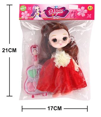 Bag Zhuang 6-inch physical activity joint fashion Barbie with guitar shaped cosmetics   ITEM NO.： W011073