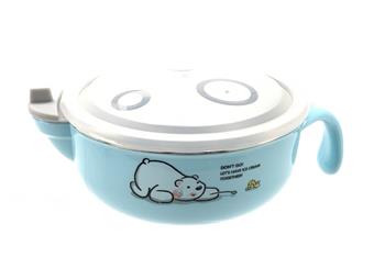 304 # stainless steel children's cartoon instant noodle bowl bag cover with water injection   ITEM NO.： W007259