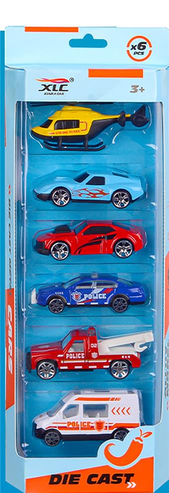 6 sets of alloy sliding simulation vehicles with helicopters (2 mixed models)   ITEM NO.： W012065
