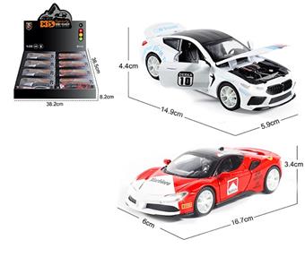 1:32 die cast zinc alloy lighting and sound effects BMW M8 (track version)/Ferrari SF90 (Marlboro) car models 8 pieces/display box   ITEM NO.： W009467