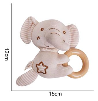 Plush toy organic cotton wood hand cranked ring elephant   ITEM NO.： W011356
