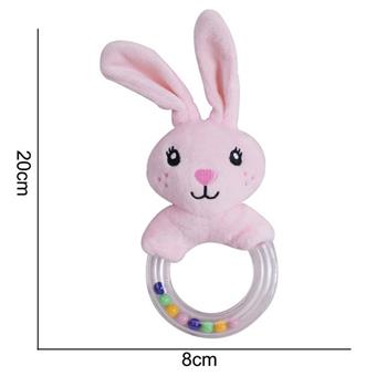 Plush toy [rubber ring] hand cranked bell pink rabbit   ITEM NO.： W011519
