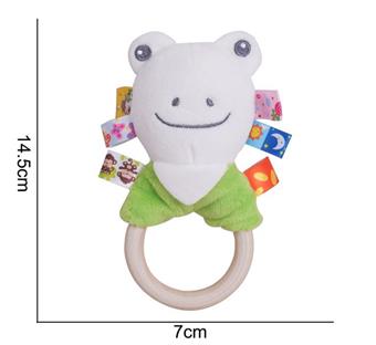 Plush toy, colorful wooden ring, hand cranked circle, frog   ITEM NO.： W011686