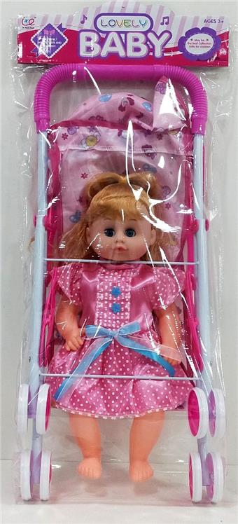16 inch empty body active eye girl with English IC and iron hand push dining cart   ITEM NO.： W017162