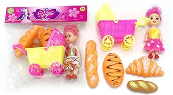 3.5-inch Barbie doll with small cart and bread   ITEM NO.： W011100