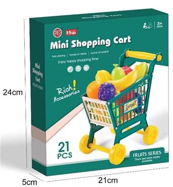 21 piece set of colorful box small shopping cart with fruits   ITEM NO.： W017404