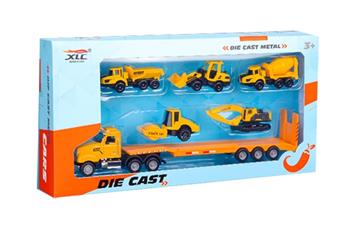 Alloy trailer combination with 5 construction vehicles   ITEM NO.： W012188