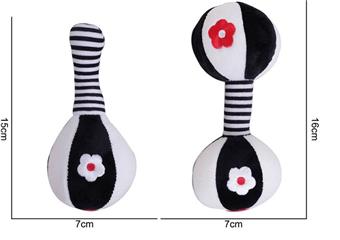 Plush Toy Black and White Sand Hammer Dumbbell Hand Ringing Bell [Set of 2]   ITEM NO.： W011509