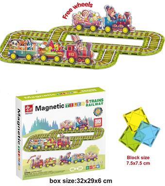 7.5cm Magnetic Plate Train Series Magnetic Bricks (30pcs)   ITEM NO.： W002709
