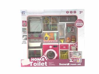 Pink bathroom playhouse toy - washbasin+laundry cabinet+ironing board   ITEM NO.： W008058