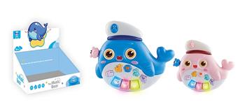 8 Zhuang Infant Children's Early Education Puzzle Cartoon Whale Electronic Piano Two Color Hybrid   ITEM NO.： W004911