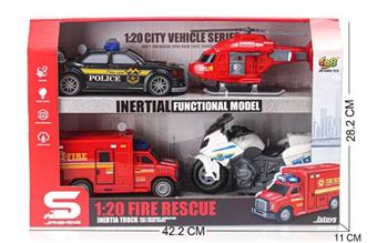 1: 20 Small City Fire Truck Combination (Inertia/Sliding&Light Music)   ITEM NO.： W002669