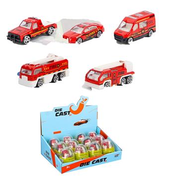 Twisted egg alloy sliding fire truck (12 pieces/box)   ITEM NO.： W012091