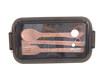 Double layer stainless steel lunch box (with soup bowl) with fork spoon chopsticks (1050ML)   ITEM NO.： W007382