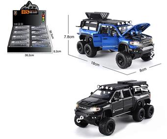 1:32 die cast zinc alloy lighting and sound effects Dodge Tyrannosaurus Rex 6 * 6 car models 8 pieces/display box   ITEM NO.： W009408