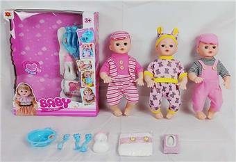 16 inch drinking doll (with urination function, English IC, diaper, and other 7-piece set)   ITEM NO.： W005143