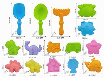 Soft Beach Tool Mold Set 15PCS   ITEM NO.： W014748
