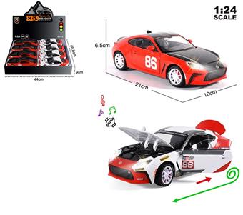 English 1:24 die-casting zinc alloy lighting and sound effects Toyota GR86 car model 8 pieces/display box   ITEM NO.： W009121