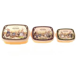Cute cartoon printed baby snack classification storage box 3-piece set   ITEM NO.： W007281