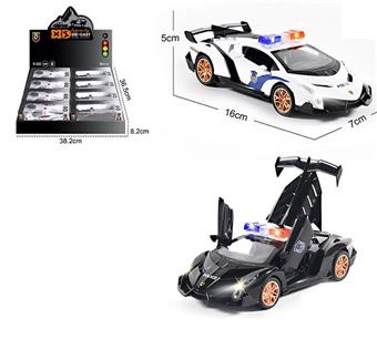1:32 Die Casting Zinc Alloy Lighting and Sound Effects Lamborghini Poison Police Car Model 8 pieces/Display Box   ITEM NO.： W009272