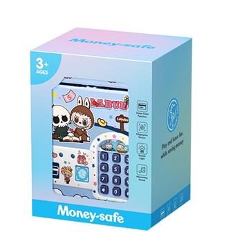 Labubu (blue) piggy bank card swiping, door opening, fingerprint recognition song mode   ITEM NO.： W012942