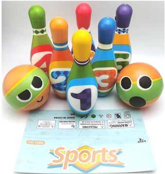 Large PU bowling ball/6 bottles+2 balls   ITEM NO.： W017196