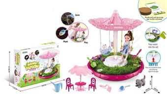DIY Fairy Tale Garden Play House Flower Planting Series - Rotating Amusement Park (with Lighting and Music) for Girls   ITEM NO.： W004914