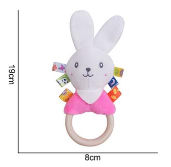 Plush toy colored wooden ring hand cranked circle bunny   ITEM NO.： W011681