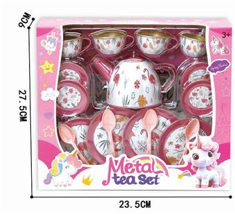 Playing house with tinplate tea set   ITEM NO.： W017572