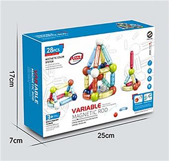 Transparent color versatile magnetic bar building blocks 28pcs   ITEM NO.： W005697