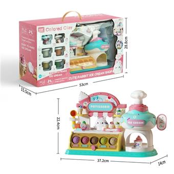 Cute Rabbit Ice Cream Shop DIY Clay Set 6-Can   ITEM NO.： W024349