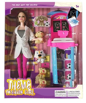New 11.5-inch live action female doctor popular Barbie strap, earrings, pet dog accessories   ITEM NO.： W033384