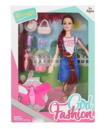 New 11.5-inch full body fashion skirt Fried Dough Twists braid long hair Barbie with butterfly comb, bag umbrella camera hat blister accessories   ITEM NO.： W033489