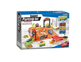 Rail parking lot equipped with 1 bus and 3 simulation cars (sliding)   ITEM NO.： W021033