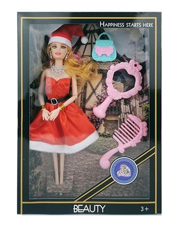 11.5-inch physical Christmas fashion Barbie with necklace, earrings, bracelet, handbag, mirror, comb   ITEM NO.： W033505