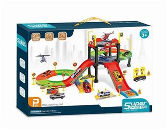 Track parking lot equipped with 1 alloy airplane and 1 alloy car   ITEM NO.： W021058
