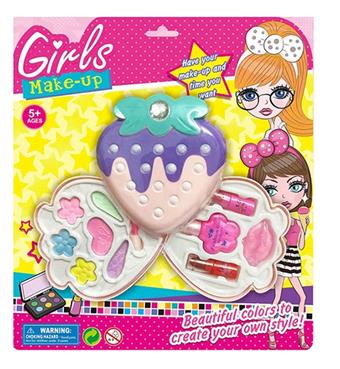 Middle Strawberry Cosmetic Set on the second floor, Homemaker's Makeup Box, Girl's Makeup Box, Children's Makeup, eye shadow, Imitation Cosmetic Lip Color   ITEM NO.： W039718