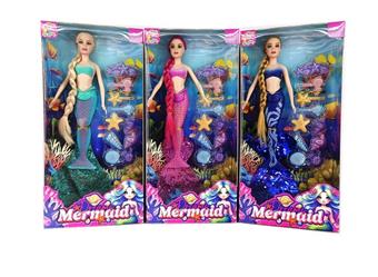 New 14 inch long braided mermaid with mermaid hair accessories vacuum formed set, three mixed designs   ITEM NO.： W033759