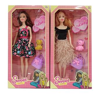 11.5-inch solid body and handmade fashion dress, Barbie with teddy bear bag, 2 mixed styles   ITEM NO.： W033267