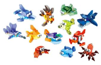 Puzzle building blocks, cartoon animal toys, compatible with small and medium-sized particles, holiday gifts, promotional items, food candy gifts, twisted egg toys, and ocean world   ITEM NO.： W029053
