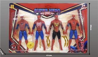 4 Spider Men 17CM with lights and weapons   ITEM NO.： W024311