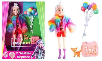 11.5-inch 11 joint solid body fashionable beauty girl with cute pets, suitcase, and balloon accessories   ITEM NO.： W033806
