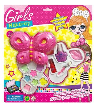 The second floor big butterfly cosmetics set is a homemaker's makeup box. Girls' makeup box. Children's makeup is applied with eye shadow and lip gloss   ITEM NO.： W039726