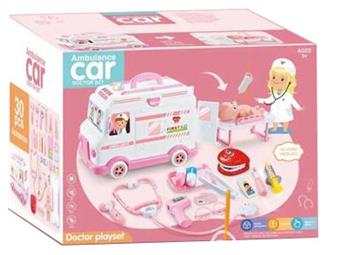 Wanxiang Sound and Light Ambulance (Red) Children's Puzzle Simulation Toy Play Home Medical Model Set   ITEM NO.： W022937